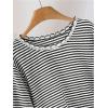 image:imageSOLY HUX Womens Plus Size Striped T Shirt Long Sleeve Crew Neck Tassel Hem Tee Casual Fall TopsBlack Striped