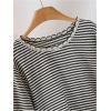 image:imageSOLY HUX Womens Plus Size Striped T Shirt Long Sleeve Crew Neck Tassel Hem Tee Casual Fall TopsBlack and White Striped