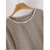 image:imageSOLY HUX Womens Plus Size Striped T Shirt Long Sleeve Crew Neck Tassel Hem Tee Casual Fall TopsBrown Striped