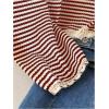 image:imageSOLY HUX Womens Plus Size Striped T Shirt Long Sleeve Crew Neck Tassel Hem Tee Casual Fall TopsBurgundy Striped