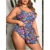 image:imageSOLY HUX Womens Plus Size Tankini Swimsuits Floral Print Swim Dress and Bikini Bottom Two Piece Bathing Suit Purple Floral XLarge Plus