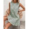 image:imageSOLY HUX Womens Sleeveless Tank Dress Round Neck Ruffle Hem Casual Jacquard Hem Smock Summer Mini Dresses for WomenArmy Green