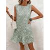 image:imageSOLY HUX Womens Sleeveless Tank Dress Round Neck Ruffle Hem Casual Jacquard Hem Smock Summer Mini Dresses for WomenArmy Green