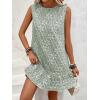 image:imageSOLY HUX Womens Sleeveless Tank Dress Round Neck Ruffle Hem Casual Jacquard Hem Smock Summer Mini Dresses for WomenArmy Green