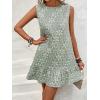 image:imageSOLY HUX Womens Sleeveless Tank Dress Round Neck Ruffle Hem Casual Jacquard Hem Smock Summer Mini Dresses for WomenArmy Green