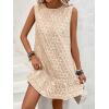 image:imageSOLY HUX Womens Sleeveless Tank Dress Round Neck Ruffle Hem Casual Jacquard Hem Smock Summer Mini Dresses for WomenPlain Cream