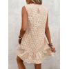 image:imageSOLY HUX Womens Sleeveless Tank Dress Round Neck Ruffle Hem Casual Jacquard Hem Smock Summer Mini Dresses for WomenPlain Cream