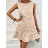 image:imageSOLY HUX Womens Sleeveless Tank Dress Round Neck Ruffle Hem Casual Jacquard Hem Smock Summer Mini Dresses for WomenPlain Cream