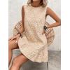 image:imageSOLY HUX Womens Sleeveless Tank Dress Round Neck Ruffle Hem Casual Jacquard Hem Smock Summer Mini Dresses for WomenPlain Cream