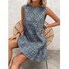 image:imageSOLY HUX Womens Sleeveless Tank Dress Round Neck Ruffle Hem Casual Jacquard Hem Smock Summer Mini Dresses for WomenPlain Dusty Blue