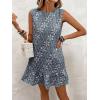 image:imageSOLY HUX Womens Sleeveless Tank Dress Round Neck Ruffle Hem Casual Jacquard Hem Smock Summer Mini Dresses for WomenPlain Dusty Blue