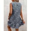 image:imageSOLY HUX Womens Sleeveless Tank Dress Round Neck Ruffle Hem Casual Jacquard Hem Smock Summer Mini Dresses for WomenPlain Dusty Blue