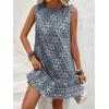 image:imageSOLY HUX Womens Sleeveless Tank Dress Round Neck Ruffle Hem Casual Jacquard Hem Smock Summer Mini Dresses for WomenPlain Dusty Blue