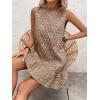 image:imageSOLY HUX Womens Sleeveless Tank Dress Round Neck Ruffle Hem Casual Jacquard Hem Smock Summer Mini Dresses for WomenPlain Khaki