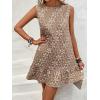 image:imageSOLY HUX Womens Sleeveless Tank Dress Round Neck Ruffle Hem Casual Jacquard Hem Smock Summer Mini Dresses for WomenPlain Khaki