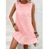 image:imageSOLY HUX Womens Sleeveless Tank Dress Round Neck Ruffle Hem Casual Jacquard Hem Smock Summer Mini Dresses for WomenPlain Light Pink