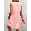 image:imageSOLY HUX Womens Sleeveless Tank Dress Round Neck Ruffle Hem Casual Jacquard Hem Smock Summer Mini Dresses for WomenPlain Light Pink