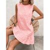 image:imageSOLY HUX Womens Sleeveless Tank Dress Round Neck Ruffle Hem Casual Jacquard Hem Smock Summer Mini Dresses for WomenPlain Light Pink
