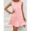 image:imageSOLY HUX Womens Sleeveless Tank Dress Round Neck Ruffle Hem Casual Jacquard Hem Smock Summer Mini Dresses for WomenPlain Light Pink