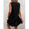 image:imageSOLY HUX Womens Sleeveless Tank Dress Round Neck Ruffle Hem Casual Jacquard Hem Smock Summer Mini Dresses for WomenSolid Black