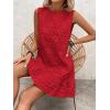 image:imageSOLY HUX Womens Sleeveless Tank Dress Round Neck Ruffle Hem Casual Jacquard Hem Smock Summer Mini Dresses for WomenSolid Red