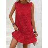 image:imageSOLY HUX Womens Sleeveless Tank Dress Round Neck Ruffle Hem Casual Jacquard Hem Smock Summer Mini Dresses for WomenSolid Red