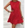 image:imageSOLY HUX Womens Sleeveless Tank Dress Round Neck Ruffle Hem Casual Jacquard Hem Smock Summer Mini Dresses for WomenSolid Red