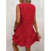 image:imageSOLY HUX Womens Sleeveless Tank Dress Round Neck Ruffle Hem Casual Jacquard Hem Smock Summer Mini Dresses for WomenSolid Red