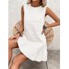 image:imageSOLY HUX Womens Sleeveless Tank Dress Round Neck Ruffle Hem Casual Jacquard Hem Smock Summer Mini Dresses for WomenSolid White