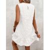 image:imageSOLY HUX Womens Sleeveless Tank Dress Round Neck Ruffle Hem Casual Jacquard Hem Smock Summer Mini Dresses for WomenSolid White