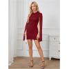 image:imageSOLY HUX Womens Sparkly Glitter Bodycon Mini Dress Sequin Long Bell Sleeve Mock Neck Prom Cocktail Party DressesPlain Burgundy