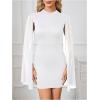 image:imageSOLY HUX Womens Sparkly Glitter Bodycon Mini Dress Sequin Long Bell Sleeve Mock Neck Prom Cocktail Party DressesPlain White
