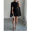 image:imageSOLY HUX Womens Sparkly Glitter Bodycon Mini Dress Sequin Long Bell Sleeve Mock Neck Prom Cocktail Party DressesPure Black