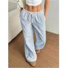 image:imageSOLY HUX Womens Striped Drawstring Pants Straight Leg Casual Lounge Pajama Pants Boxer Bottoms Y2k Trousers with PocketLight Blue