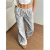 image:imageSOLY HUX Womens Striped Drawstring Pants Straight Leg Casual Lounge Pajama Pants Boxer Bottoms Y2k Trousers with PocketSolid Grey