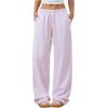 image:imageSOLY HUX Womens Striped Drawstring Pants Straight Leg Casual Lounge Pajama Pants Boxer Bottoms Y2k Trousers with PocketSolid Pink