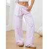 image:imageSOLY HUX Womens Striped Drawstring Pants Straight Leg Casual Lounge Pajama Pants Boxer Bottoms Y2k Trousers with PocketSolid Pink