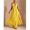 image:imageSOLY HUX Womens Summer Halter Maxi Dress Sleeveless V Neck Split A Line Flowy Long Dresses Vacation SundressSolid Yellow
