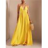 image:imageSOLY HUX Womens Summer Halter Maxi Dress Sleeveless V Neck Split A Line Flowy Long Dresses Vacation SundressSolid Yellow