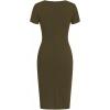 image:imageSOLY HUX Womens Summer Short Sleeve Midi Dress PU Leather Zipper Split Bodycon DressesPlain Army Green