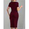 image:imageSOLY HUX Womens Summer Short Sleeve Midi Dress PU Leather Zipper Split Bodycon DressesPlain Burgundy