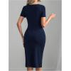 image:imageSOLY HUX Womens Summer Short Sleeve Midi Dress PU Leather Zipper Split Bodycon DressesPlain Dark Blue