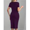 image:imageSOLY HUX Womens Summer Short Sleeve Midi Dress PU Leather Zipper Split Bodycon DressesPlain Purple