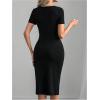 image:imageSOLY HUX Womens Summer Short Sleeve Midi Dress PU Leather Zipper Split Bodycon DressesSolid Black