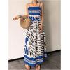 image:imageSOLY HUX Womens Sundress Graphic Print Color Block Spaghetti Strap Flowy Summer Long Cami DressBlue Letter