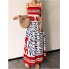 image:imageSOLY HUX Womens Sundress Graphic Print Color Block Spaghetti Strap Flowy Summer Long Cami DressRed Letter