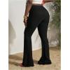 image:imageSOLY HUX Womens Textured Flare Leg Pants High Waisted Palazzo Bell Bottom Casual Long PantsPlain Black