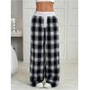 image:imageSOLY HUX Womens Wide Leg Plaid Pants Elastic Waist Button Baggy Sweatpants Lounge BottomsBlack and White