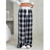 image:imageSOLY HUX Womens Wide Leg Plaid Pants Elastic Waist Button Baggy Sweatpants Lounge BottomsBlack and White