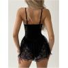 image:imageSOLY HUX Womens Y2k Lace Mini Dress Spaghetti Strap Corset Ruffle Hem Party Club DressesPure Black
